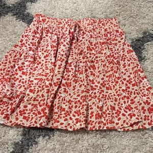 She + Sky Red and White Floral A-Line Skirt